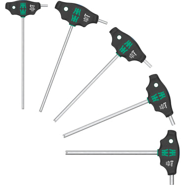 Wera 454 5 hf shk set 1 schroevendraaierset t-greep-schroevendraaier hex-plus met vasthoudfunctie (zwart groen, 5‑delig)