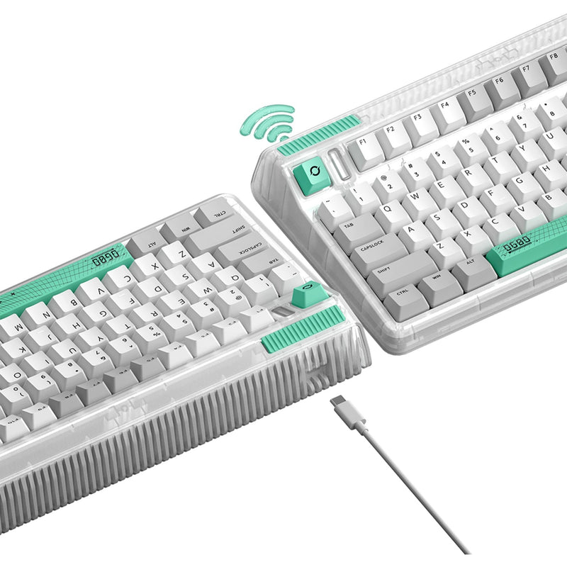 Load image into Gallery viewer, Iqunix og80 wormhole wireless mechanical keyboard, gaming toetsenbord (grijs groen, us lay-out, cherry mx brown, rgb leds, 80% (tkl), hot-swappable, pbt, 2.4ghz | bluetooth 5.1 | usb-c)

