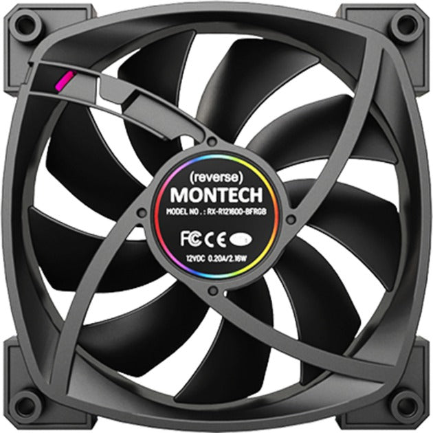 Load image into Gallery viewer, Montech rx120 pwm rgb case fan (zwart, 120 x 25 x 120 mm, 3-pin argb)
