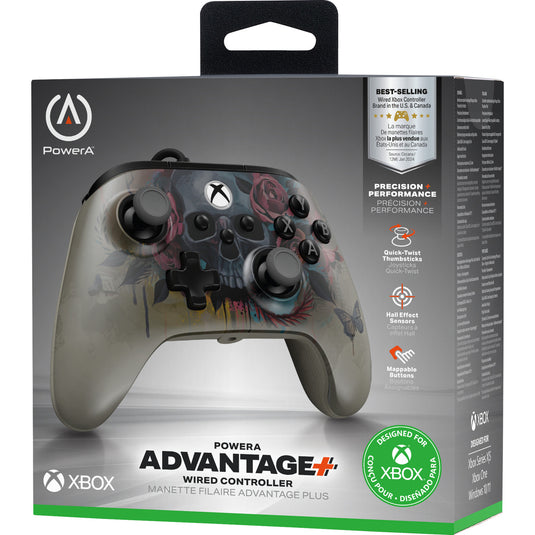 Powera advantage plus bedrade controller voor xbox series x|s - bloom gloom (zilver, xbox series x|s, xbox one, pc)