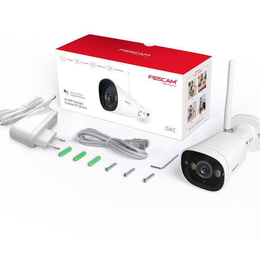 Foscam g4c, 2k starlight wifi buiten beveiligingscamera (wit)
