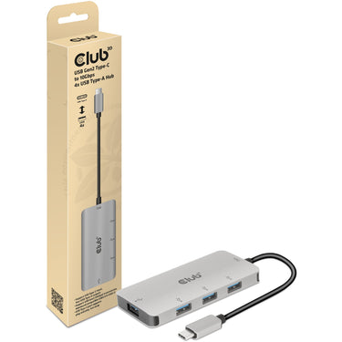 Club 3d usb-c gen2 > 4x usb-a 10gbps usb-hub (aluminium)