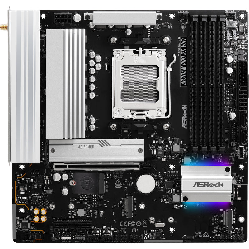 Afbeelding laden in galerijviewer, Asrock a620am pro rs wifi socket am5 moederbord (raid, 2.5 gb-lan, wlan, bt, sound, µatx)
