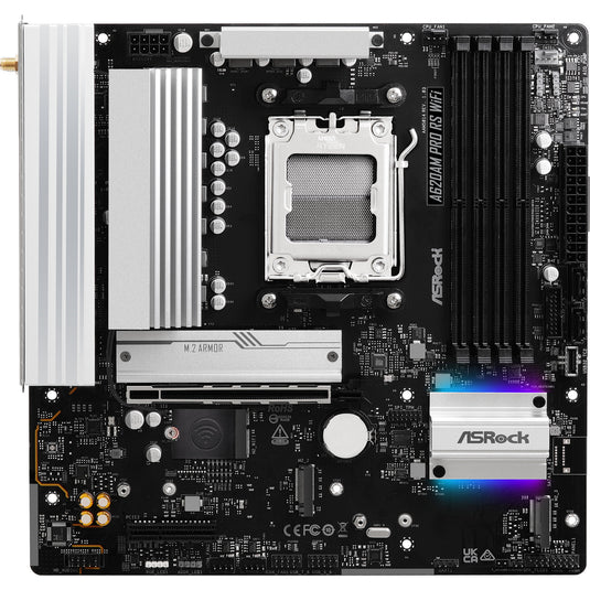 Asrock a620am pro rs wifi socket am5 moederbord (raid, 2.5 gb-lan, wlan, bt, sound, µatx)