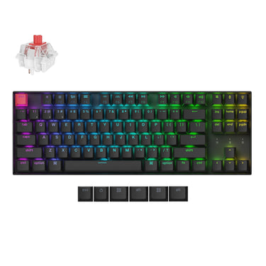Keychron k8x-b1 rgb mechanisch toetsenbord (zwart, us lay-out (qwerty), super red, 80% (tkl), rgb, cherry double-shot pbt keycaps, bluetooth | usb-c)