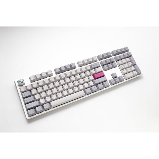 Ducky one 3 mist grey, toetsenbord (lichtgrijs, us lay-out, cherry mx red, rgb led, double-shot pbt, hot-swappable, quack mechanics)