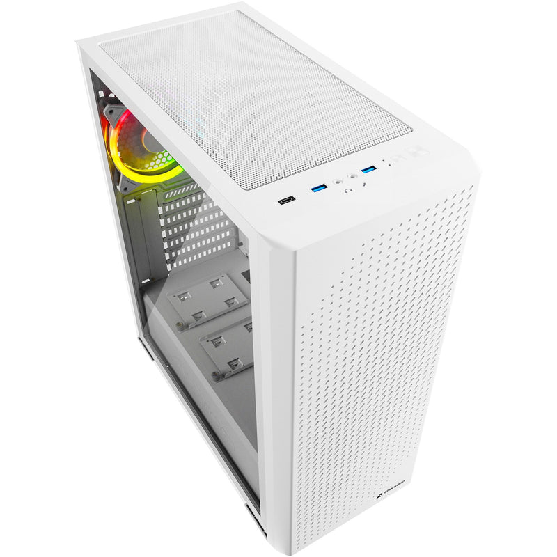 Load image into Gallery viewer, Sharkoon vs9 rgb white midi tower behuizing (wit | 2x usb-a | 1x usb-c | rgb | tempered glass)
