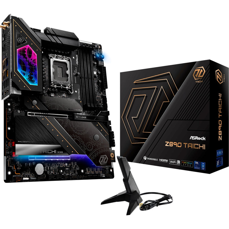 Load image into Gallery viewer, Asrock z890 taichi socket 1851 moederbord (zwart, raid, 5gb-lan, 2.5gb-lan, wi-fi 7, bt, sound, atx)
