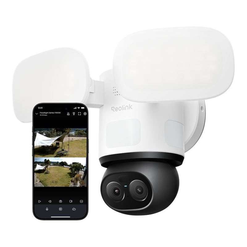 Afbeelding laden in galerijviewer, Reolink f850w trackflex floodlight wifi beveiligingscamera (wit, 4k, wifi)
