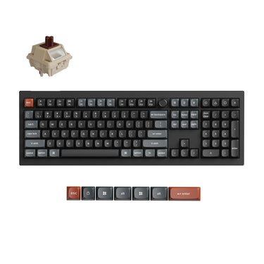 Keychron v6 ultra 8k wireless custom mechanical keyboard (zwart, us lay-out (qwerty), silk pom brown, 100%, rgb, hot swap, 2.4 ghz | bluetooth 5.3 | usb-c)