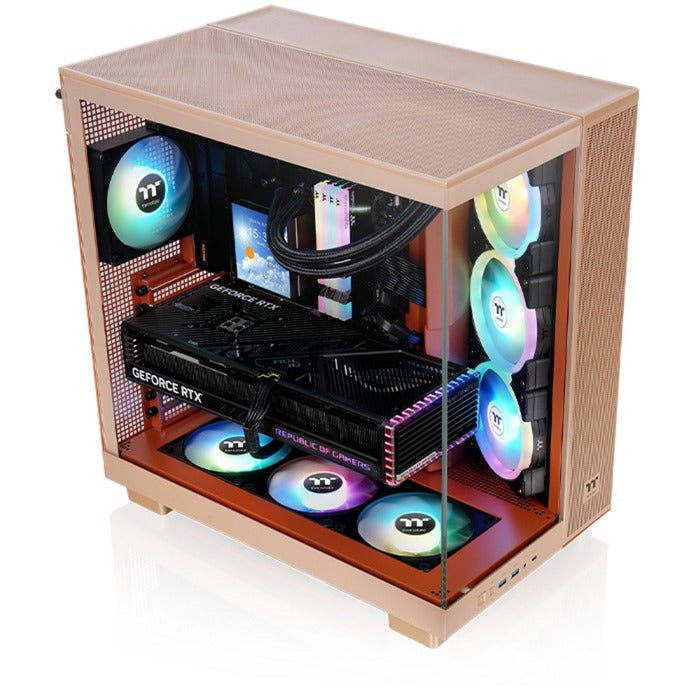 Load image into Gallery viewer, Thermaltake view 380 xl tg argb gravel sand midi tower behuizing (lichtbruin | 2x usb-a | 1x usb-c | rgb | window)
