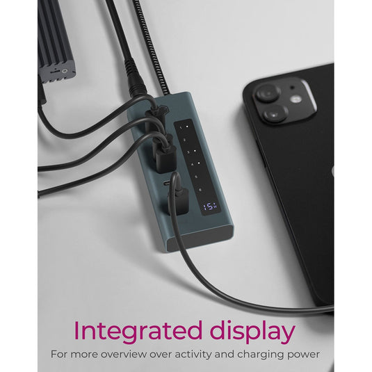 Icy box 7-port usb-c 3.2 gen 2 usb-hub (blauwgrijs)