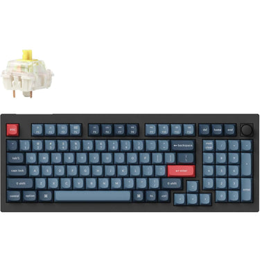 Keychron v5 max-d4 rgb mechanisch toetsenbord (zwart, us lay-out (qwerty), gateron jupiter banana, 96%, rgb leds, double-shot pbt, hot swap, 2.4 | bluetooth | usb-c, knob)