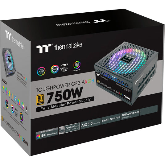 Thermaltake toughpower gf3 argb gen 5 eu modulaire 750 watt voeding (zwart, 4x pcie)