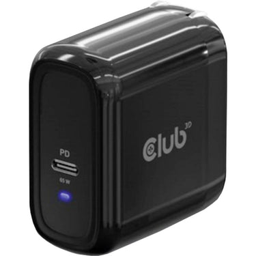 Club 3d travel charger pps 65w gan technology (zwart, usb-c, power delivery(pd) 3.0)