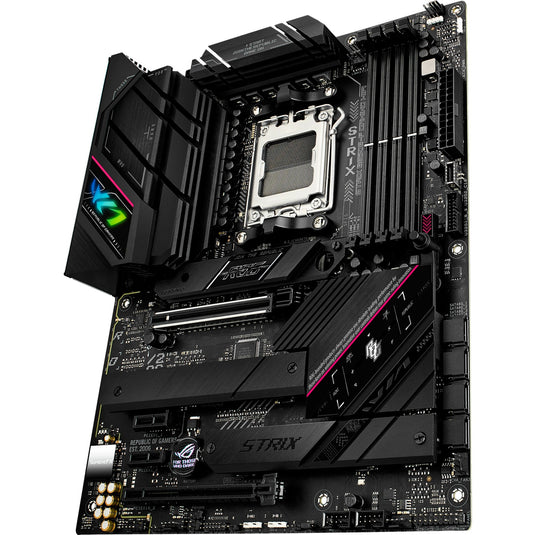 Asus rog strix b650e-f gaming wifi socket am5 moederbord (zwart, raid, 2.5 gb-lan, wi-fi 6e, bt 5.2, sound, atx)