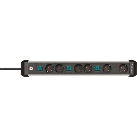 Brennenstuhl premium-alu-line stekkerdoos 6-voudig schakel stekkerdoos (3x 2-voudig schakelbaar)