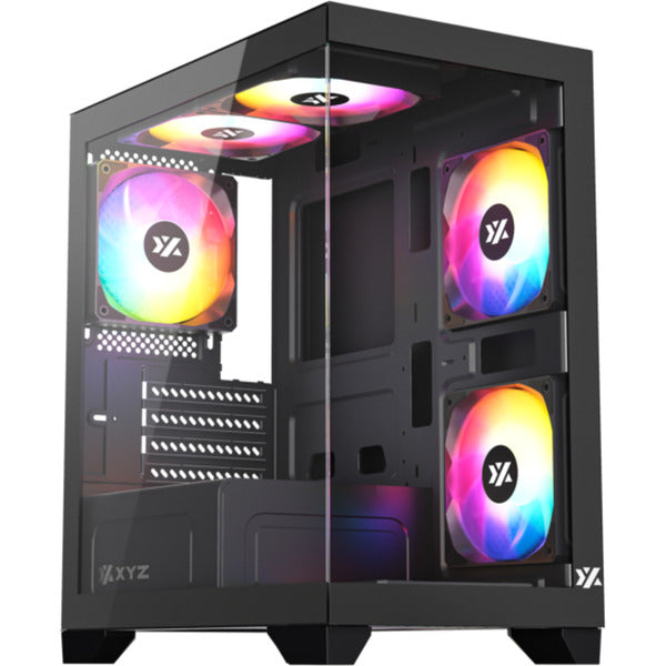 Afbeelding laden in galerijviewer, Xyz pc gear titanium view lite midi tower behuizing (zwart | 2x usb-a | tempered glass)
