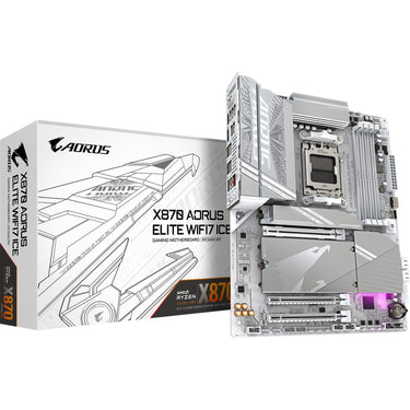 Gigabyte x870 aorus elite wifi7 ice socket am5 moederbord (zilver, raid, 2,5gb-lan, wi-fi 7, bt, sound, atx)