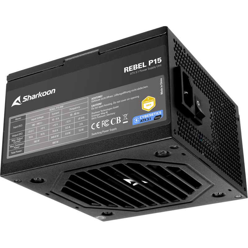 Load image into Gallery viewer, Sharkoon rebel p15 850 watt voeding (zwart, 1x 12v-2x6, 4x pcie)
