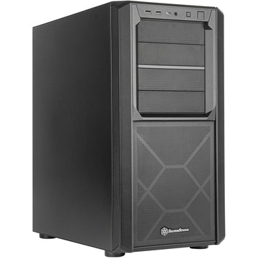 Silverstone sst-sed1-b midi tower behuizing (zwart | 2x usb-a | 1x usb-c)