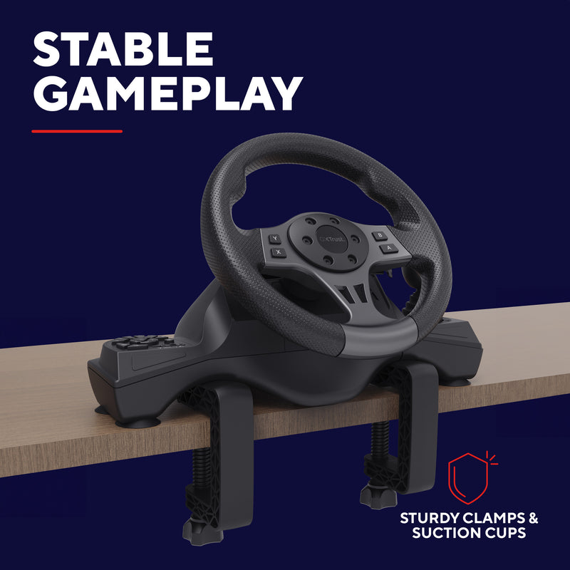 Load image into Gallery viewer, Trust gxt 289 movi racestuur stuur (zwart, pc, xbox series x s, switch, playstation 4)
