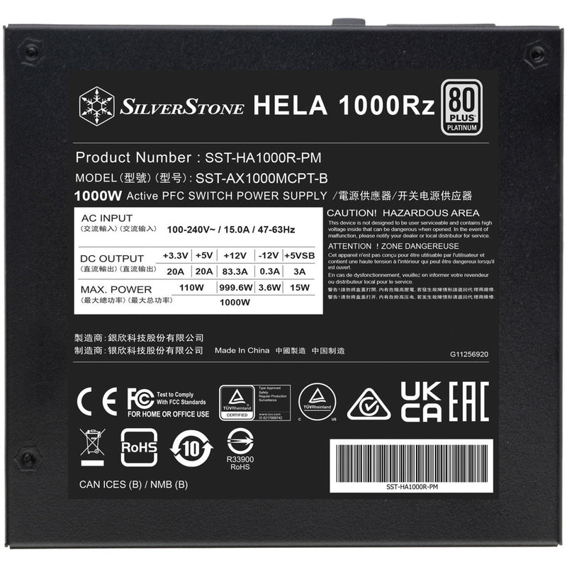 Load image into Gallery viewer, Silverstone hela 1000rz modulaire 1000 watt voeding (zwart, 1x 12v-2x6, 5x pcie)
