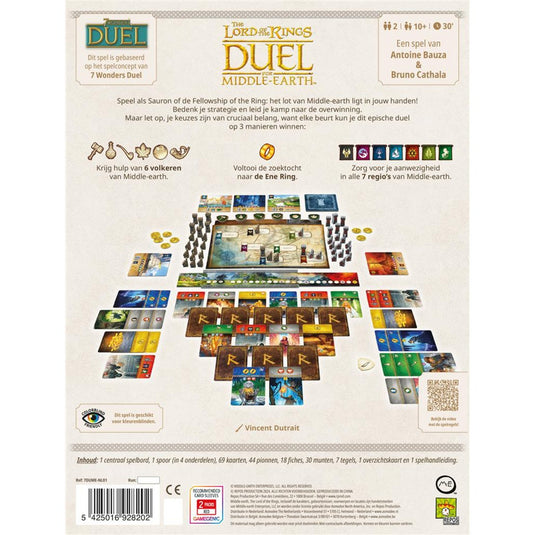Asmodee the lord of the rings duel for middle earth bordspel (nederlands, 2 spelers, 30 minuten, vanaf 10 jaar)