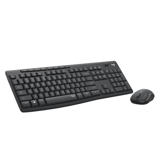 Logitech mk295 silent wireless keyboard and mouse combo, desktopset (zwart, us-international)