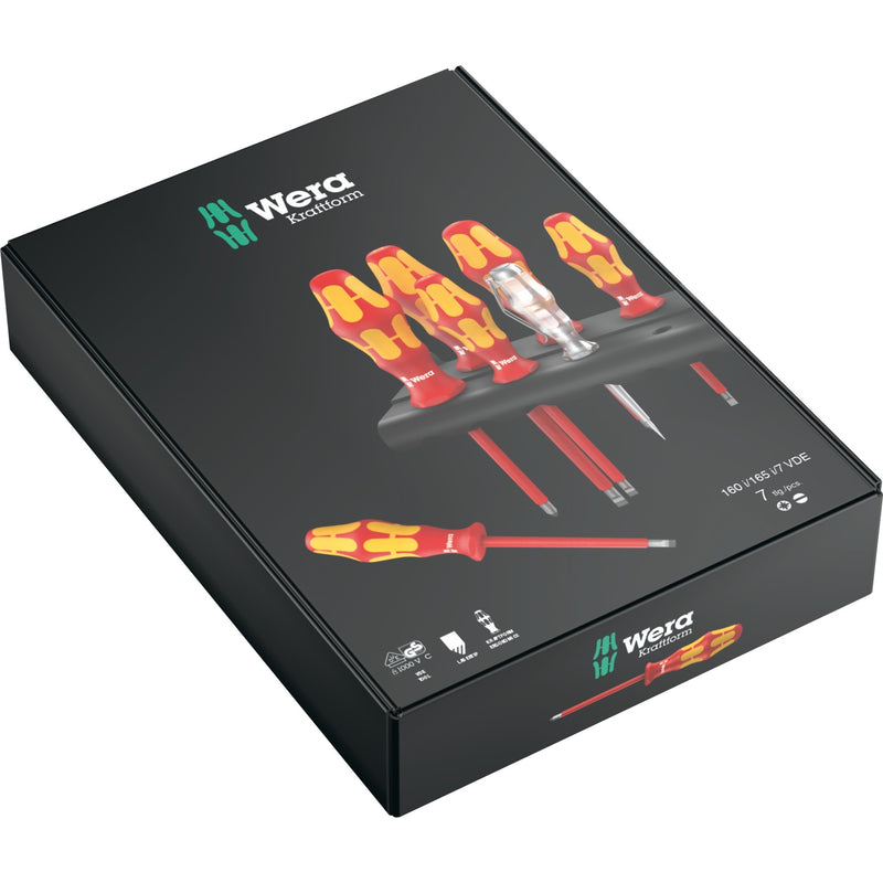 Load image into Gallery viewer, Wera 160 i 165 i 7 schroevendraaierset kraftform plus serie 100 (rood geel, 7-delig)
