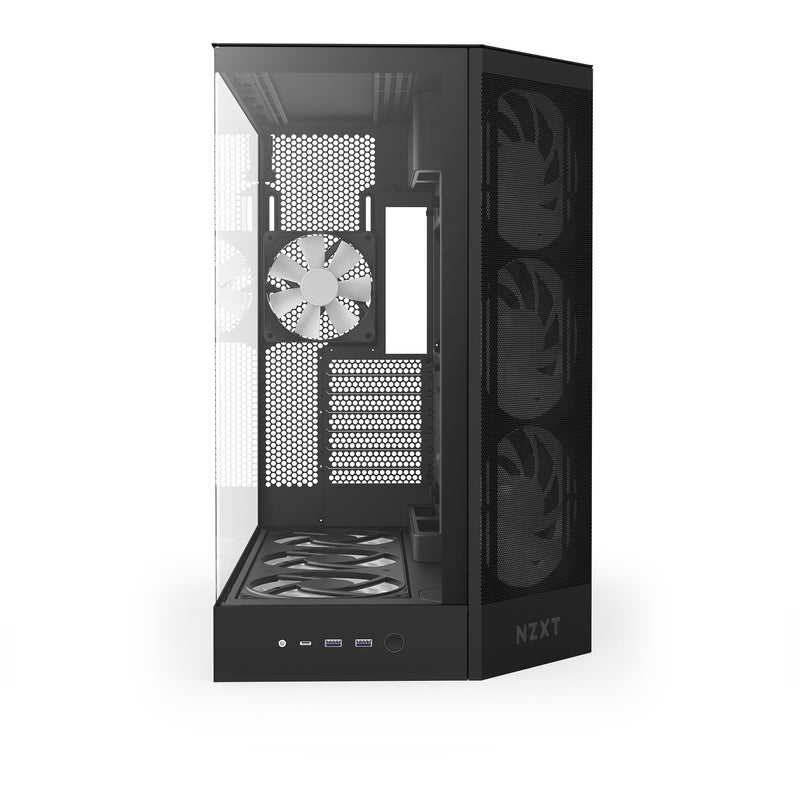 Load image into Gallery viewer, Nzxt h9 flow rgb+ midi tower behuizing (zwart (mat) | 2x usb-a | 1x usb-c | rgb | tempered glass)
