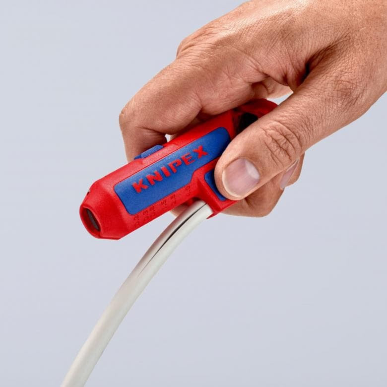 Load image into Gallery viewer, Knipex ergostrip universeel ontmantelingsgereedschap 16 95 02 sb kabelstrip- ontmantelingsgereedschap (rood blauw, links-handig)
