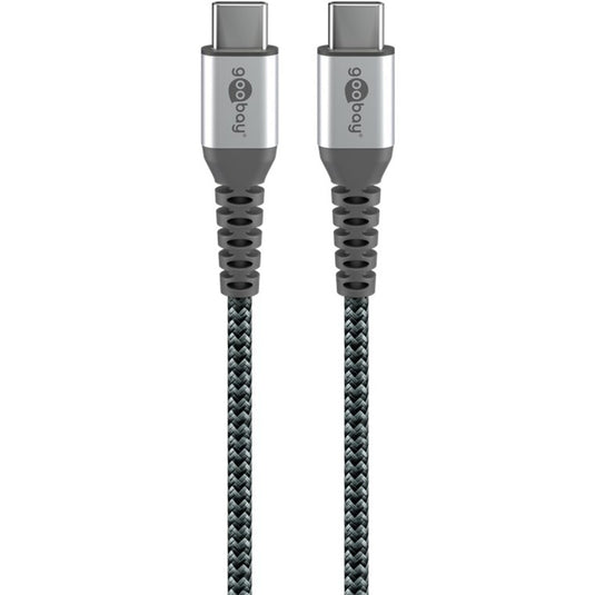 Goobay usb-c snellader nano (65 w) en usb-c textielkabel (zwart, 2x usb-c, 1x usb-a, 1 meter)