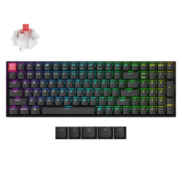 Keychron k4x-h1 rgb mechanisch toetsenbord (zwart, us lay-out (qwerty), super red, 96%, rgb, cherry double-shot pbt keycaps, hot swap, bluetooth | usb-c)