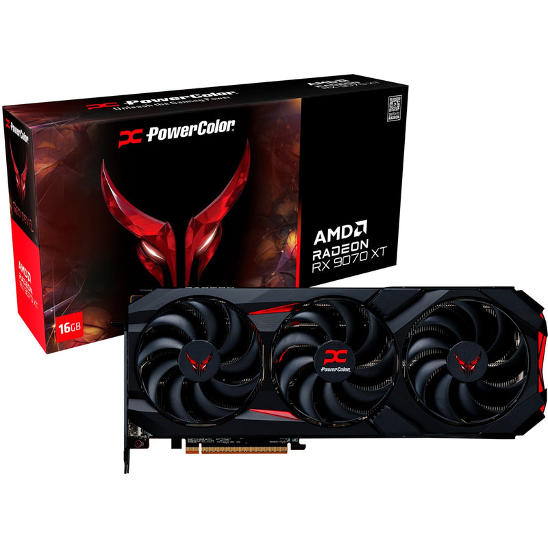 Afbeelding laden in galerijviewer, Powercolor radeon rx 9070 xt red devil 16gb oc grafische kaart (zwart, rdna4, gddr6, 3x displayport, 1x hdmi 2.1)
