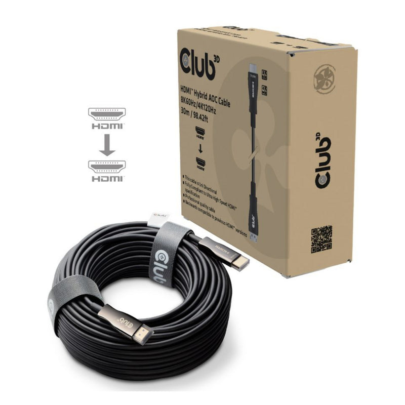 Afbeelding laden in galerijviewer, Club 3d hdmi hybride aoc kabel 8k60hz 4k120hz 30m (zwart)
