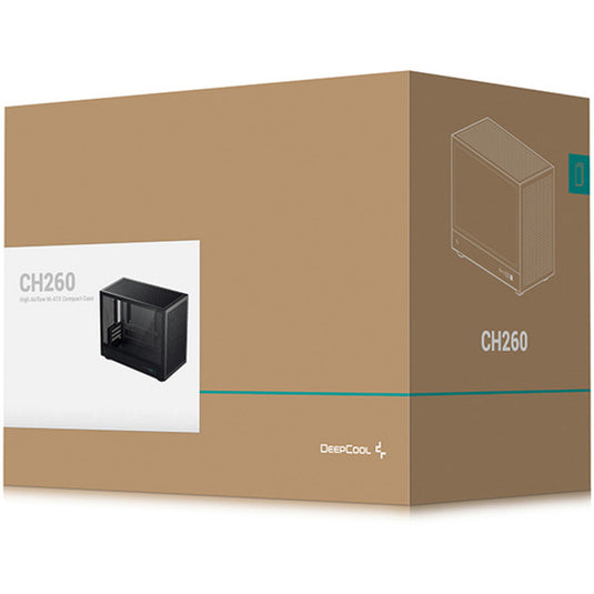Deepcool ch260 mini tower behuizing (zwart | 2x usb-a | 1x usb-c | tempered glass)