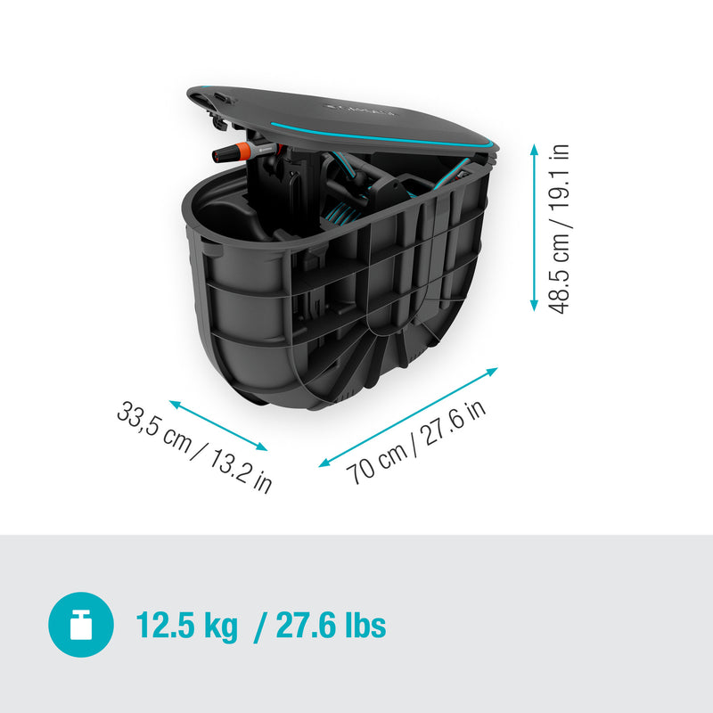 Load image into Gallery viewer, Gardena undercover slangenbox rollup m, 20 meter slanghaspel (zwart turquoise)
