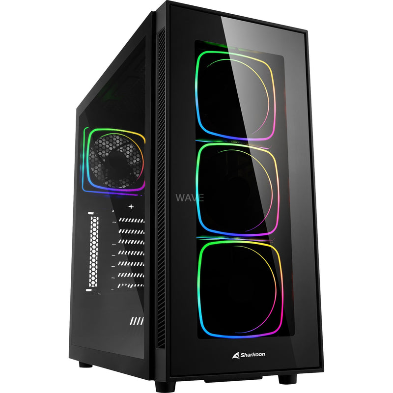 Load image into Gallery viewer, Sharkoon tg6 rgb midi tower behuizing (zwart | 4x usb-a | rgb | tempered glass)
