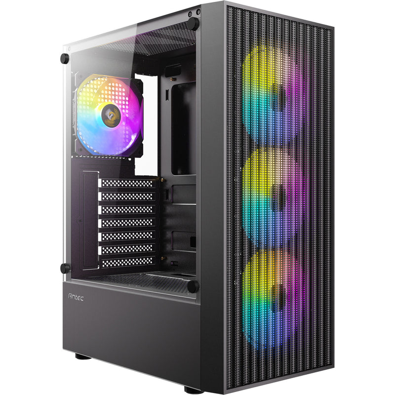 Load image into Gallery viewer, Antec ax27 rgb elite midi tower behuizing (zwart | 3x usb-a | tempered glass)

