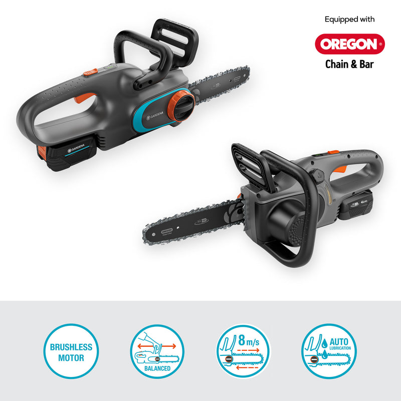 Load image into Gallery viewer, Gardena accukettingzaag powersaw 250 18v (grijs turquoise, accu en oplader inbegrepen, power for all alliance)
