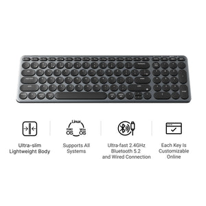 Keychron b4 pro-k1 toetsenbord (grijs, us lay-out (qwerty), scissor switches, 96%, abs keycaps, 2.4 ghz | bluetooth | usb)