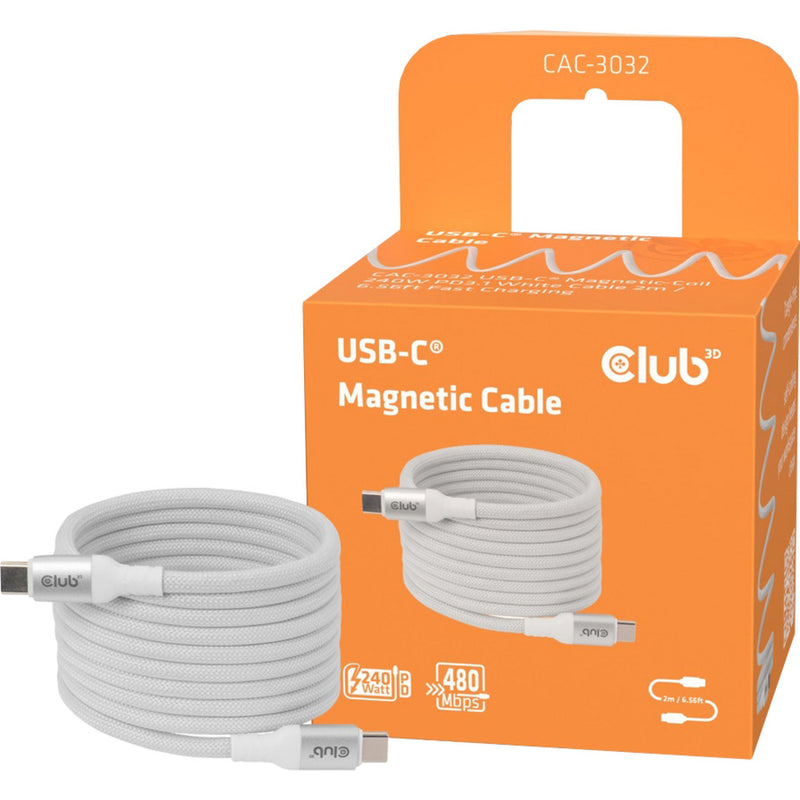 Load image into Gallery viewer, Club 3d magnetische usb‑c kabel (wit, 2 meter)
