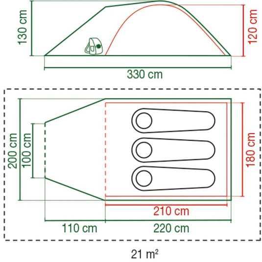 Coleman kobuk valley 3 plus tent (donkergroen lichtgroen)