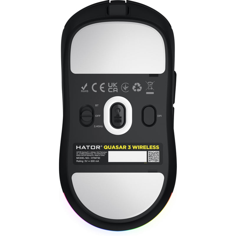 Load image into Gallery viewer, Hator quasar 3 wireless gaming muis (zwart, 400 - 12.000 dpi, rgb, 2.4ghz bluetooth 5.1 usb)
