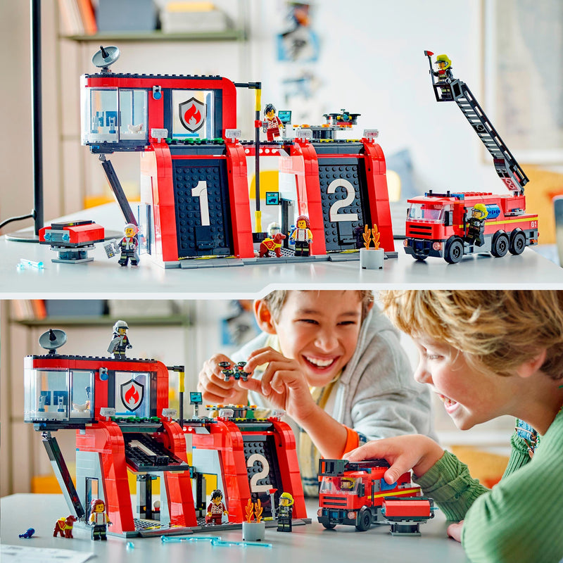 Load image into Gallery viewer, Lego city 60414 brandweerkazerne en brandweerauto

