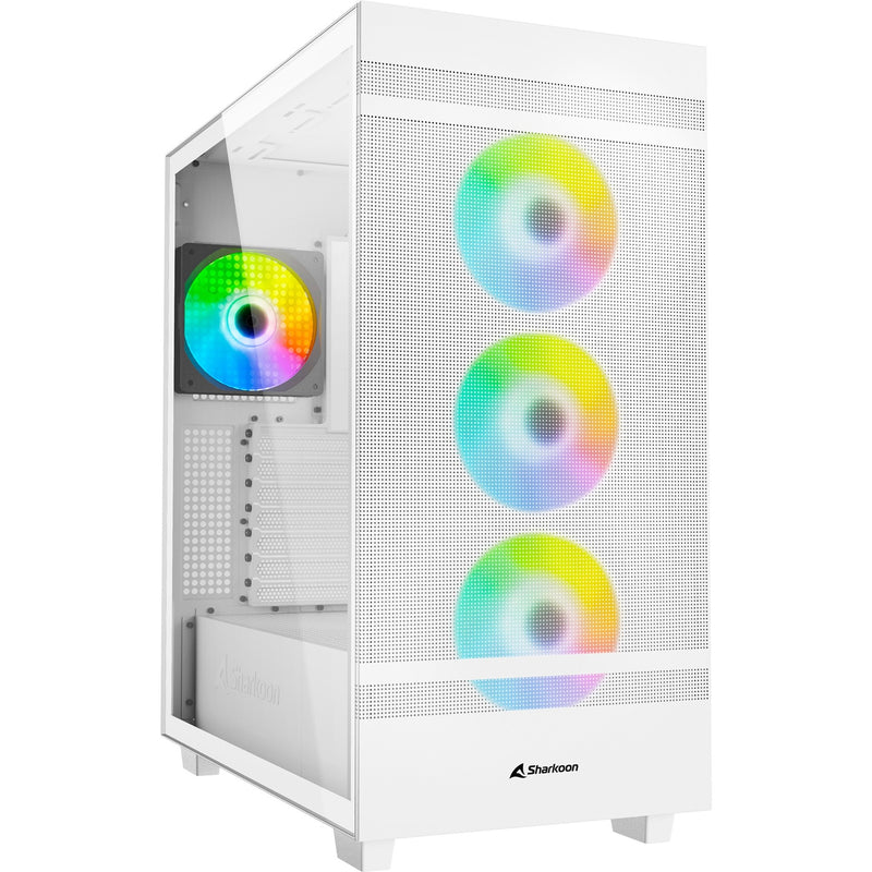 Load image into Gallery viewer, Sharkoon rebel c50 white rgb midi tower behuizing (wit | 2x usb-a | 1x usb-c | rgb | tempered glass)
