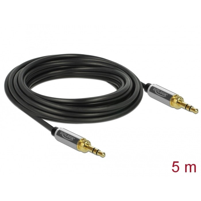 Load image into Gallery viewer, Delock stereokabel 3,5 mm 3 pin-stekker > 3,5 mm 3 pin-stekker (zwart, 5 meter)
