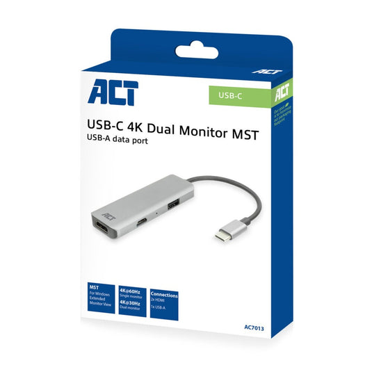 Usb-c-multipoort-adapter act ac7013 zilver 87 g