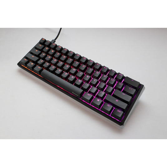 Ducky one 3 classic mini, toetsenbord (zwart wit, us lay-out, cherry mx silent red, rgb led, double-shot pbt, hot-swappable, quack mechanics, 60%)